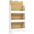 AIYAPLAY Kids Bookshelf, 3 Tier Children Bookcase, Bear Theme Toddler Space-Saving Bookcase for Living Room, White - 1