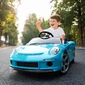 AIYAPLAY Kids Electric Car, 12V Licensed RUF GT Ride on Car with Suspension, Remote Control, Music, for 3-5 Years, Blue - 2