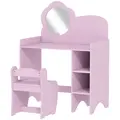 AIYAPLAY Kids Dressing Table with Mirror, Stool, Kids Vanity Table with Shelves, for Ages 3-8 Years, Purple - 1
