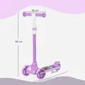 AIYAPLAY Kids 3 Wheel Scooter for 2-6 Years Old w/ Adjustable Height, LED Light, TPE Handlebar, Purple - 3