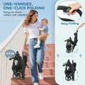 AIYAPLAY Travel Stroller, Lightweight Pushchair, Compact Buggy with Canopy, Basket and Multi-Position Recline, Dark Grey - 5