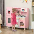 AIYAPLAY Play Kitchen, Kids Kitchen Set with Lights and Sounds, Double Stoves, Ice Maker, Chalkboard for 3+ Years, Pink - 2