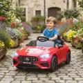 AIYAPLAY Licensed Mercedes AMG Kids Electric Car, 12V Ride On Car with Dual Motors, Remote Control for 3-6 Years, Red - 2