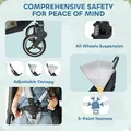 AIYAPLAY Travel Stroller, Lightweight Pushchair, Compact Buggy with Canopy, Basket and Multi-Position Recline, Light Grey - 7