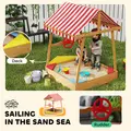 AIYAPLAY Wooden Kids Sandpit Boat Style with Canopy, 4 Seats, Rudder, Bottom Liner, for Children 3-8 Years, Yellow - 4