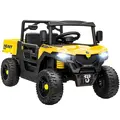 AIYAPLAY Kids Ride on Car, 12V Electric Kids UTV with Electric Dump Bed, 4-Wheel Suspension for 3-8 Years, Yellow - 1