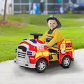 AIYAPLAY Ride On Fire Truck, 12V Kids Electric Car with Siren, Flashing Lights, Firefighting Tools, Music, Horn, Slow Start, Red - 2