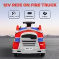 AIYAPLAY Ride On Fire Truck, 12V Kids Electric Car with Siren, Flashing Lights, Firefighting Tools, Music, Horn, Slow Start, Red - 7