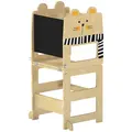 AIYAPLAY Toddler Step Stool, Standing Tower with Chalkboard, 3-in-1 Cat-Shaped Step Stool for Kitchen Counter, Natural - 1