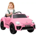 AIYAPLAY Volkswagen Beetle Licensed 12V Ride on Car w/ Remote Control, Suspension Wheels, Soft Start, Lights, Music, Pink - 1