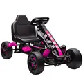 AIYAPLAY Pedal Go Kart for Kids Aged 3-6 Years, with Freewheel System, Brake, EVA Anti-Slip Wheels, Pink - 1