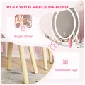 AIYAPLAY Kids Vanity Table and Chair Set with 3-Colour LED Lights Mirror, Drawer, Storage Boxes, for 3+ Years, White - 7