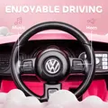 AIYAPLAY Volkswagen Beetle Licensed 12V Ride on Car w/ Remote Control, Suspension Wheels, Soft Start, Lights, Music, Pink - 8