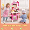 AIYAPLAY Pretend Play Kitchen Set with Realistic Lights & Sounds, 104PCS Toy Kitchen Accessories for Boys and Girls, Pink - 8