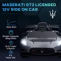 AIYAPLAY Maserati GT2 Licensed 12V Kids Electric Ride on Car with 4 Suspension Wheels, Remote Control, Music, Horn, Lights, Grey - 4