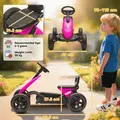 AIYAPLAY Pedal Go Kart for Kids 2-5 Years, with Silent EVA Wheels, Metal Frame, Pink - 3