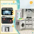AIYAPLAY Toy Kitchen with Running Water, Lights, Sounds, Apron and Chef Hat, Water Dispenser, for Ages 3-6 Years, Grey - 5