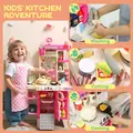 AIYAPLAY Pretend Play Kitchen Set with Realistic Lights & Sounds, 104PCS Toy Kitchen Accessories for Boys and Girls, Pink - 6