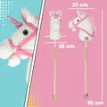 AIYAPLAY Unicorn Stick Horse with Wood Wheels, Real Pony Neighing and Galloping Sounds, Grip Handle, 95 cm, White - 3