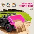AIYAPLAY Kids Ride on Car, 12V Electric Kids UTV with Electric Dump Bed, 4-Wheel Suspension for 3-8 Years, Pink - 5