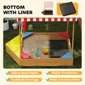 AIYAPLAY Wooden Kids Sandpit Boat Style with Canopy, 4 Seats, Rudder, Bottom Liner, for Children 3-8 Years, Yellow - 6