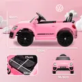 AIYAPLAY Volkswagen Beetle Licensed 12V Ride on Car w/ Remote Control, Suspension Wheels, Soft Start, Lights, Music, Pink - 3
