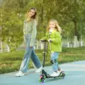 AIYAPLAY Scooter for Kids Aged 3-8 Years, with Adjustable Handle, Two Light Up Wheels, Handbrake, Rear Brake, Black - 2