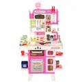 AIYAPLAY Pretend Play Kitchen Set with Realistic Lights & Sounds, 104PCS Toy Kitchen Accessories for Boys and Girls, Pink - 1