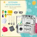 AIYAPLAY Toy Kitchen with Running Water, Lights, Sounds, Apron and Chef Hat, Water Dispenser, for Ages 3-6 Years, Grey - 7