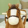 AIYAPLAY Kids Rocking Horse, Plush Ride on Horse, with Sound, Wood Base, for Ages 18-36 Months, Brown - 9