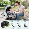 AIYAPLAY Travel Stroller, Lightweight Pushchair, Compact Buggy with Canopy, Basket and Multi-Position Recline, Light Grey - 4