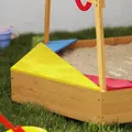 AIYAPLAY Wooden Kids Sandpit Boat Style with Canopy, 4 Seats, Rudder, Bottom Liner, for Children 3-8 Years, Yellow - 9