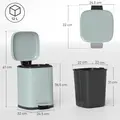 HOMCOM 12L Modern Boxy Metal Home Kitchen Bin - Light Green - 3