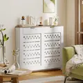 HOMCOM 108 x 19 cm Minimal Radiator Cover, with 2 Drawers - White - 9