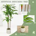 HOMCOM 120cm Artificial Dracaena Tree with Bendable Trunks - Green - 4