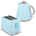 HOMCOM 1.7L 3000W Fast Boil Kettle & 2 Slice Toaster Set, Kettle and Toaster Set with Auto Shut Off, Browning Controls, Light Blue - 1