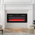 HOMCOM 102cm/40" Electric Fireplace, 2000W Recessed and Wall Mounted Electric Fire with Remote Control, 9 Flame Colour and Crystal, Black - 9