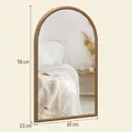 HOMCOM 110 x 65cm Wooden Arched Mirror - Natural Finish - 3
