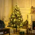 HOMCOM 1.5m 5ft Pre-Lit Christmas Tree Artificial Spruce Xmas Tree Warm White LED Holiday Décor with Metal Stand - 2