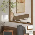 HOMCOM 110 x 65cm Wooden Arched Mirror - Natural Finish - 7