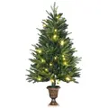 HOMCOM 1.2m 4ft Christmas Tree Entrance Décor 750 Tips Xmas Pre-lit Tree 80 LED with Vase Base - 1