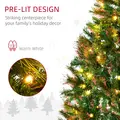 HOMCOM 1.5m 5ft Pre-Lit Christmas Tree Artificial Spruce Xmas Tree Warm White LED Holiday Décor with Metal Stand - 5