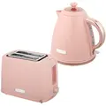 HOMCOM 1.7L 3000W Fast Boil Kettle & 2 Slice Toaster Set, Kettle and Toaster Set with Auto Shut Off, Browning Controls, Light Pink - 1