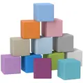 HOMCOM 12 PCs Soft Play Blocks, Soft Foam Toy, Building and Stacking Blocks for Kids, Blue - 1