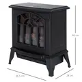 HOMCOM 1000W/2000W Freestanding Electrical Fireplace Indoor Heater Stove Log Wood LED Burning Effect Flame with Thermostat Control Black - 3