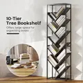 HOMCOM 10 Shelf Industrial-Style Bookshelf - Black/Grey - 4