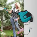 DURHAND 15m Garden Auto Hose Reel Wall Mounted Retractable 7 Patterns Spray Nozzle - 2