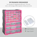 DURHAND 39 Drawers Parts Organiser Wall Mount Tools Storage Cabinet Small Nuts Bolts Garage Clear - 6