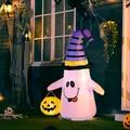 HOMCOM 1.2m Witch Ghost Halloween Inflatable Decoration w/ LED Lights Fan Accessories Pumpkin Lantern Kids Adult Fun Weather-Resistant Indoor Outdoor Seasonal - 2