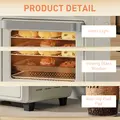HOMCOM 10L Air Fryer Oven, Mini Oven, Oil Free Cooking, Grill, Roast, Bake, with Adjustable Temperature, Timer, Dishwasher Safe, 1000W, Cream White - 9